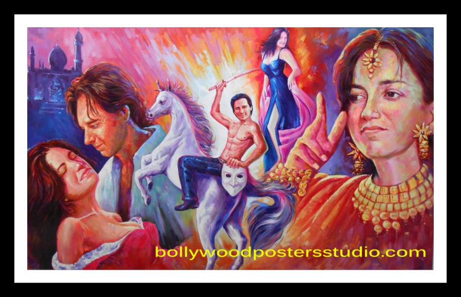 Customized banner hand painted Bollywood mashup poster online