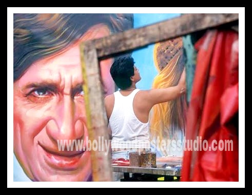 Hand painted Bollywood poster film fan artists Mumbai