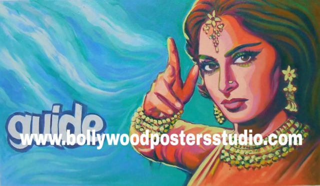 Hand painted Indian movie poster art on oil canvas