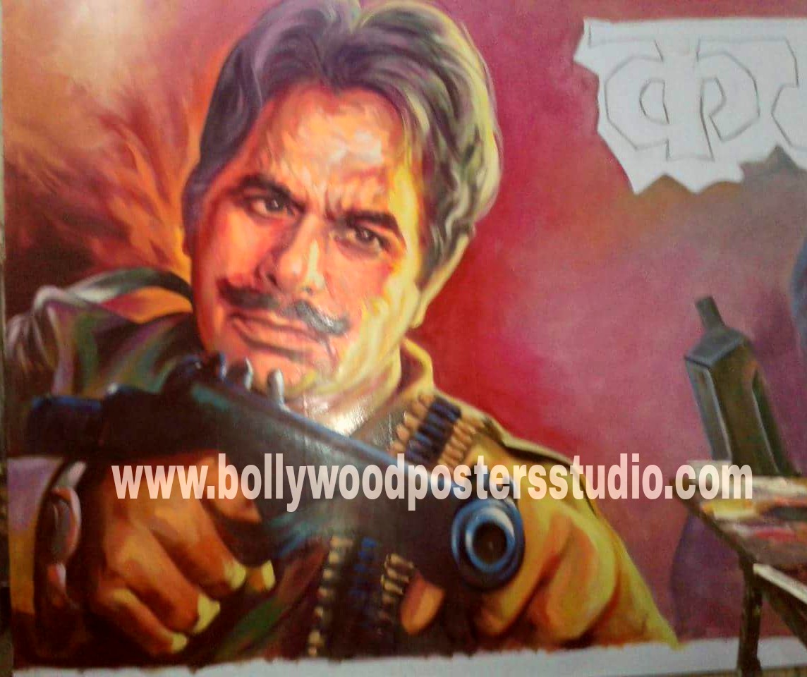 Hand painting Bollywood posters knife art on canvas
