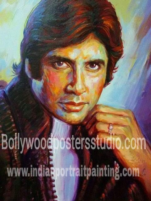 Hand painted Bollywood style portrait