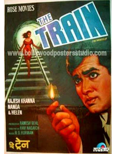 The train hand painted bollywood movie posters