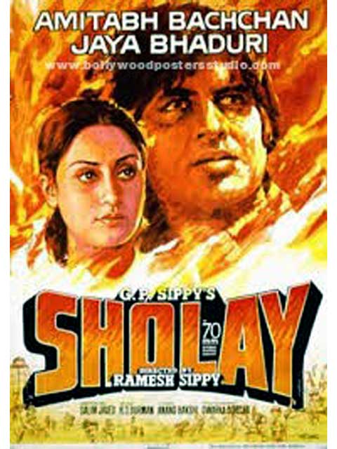 Bollywood movie posters hand painted Sholay - Amitabh bachchan