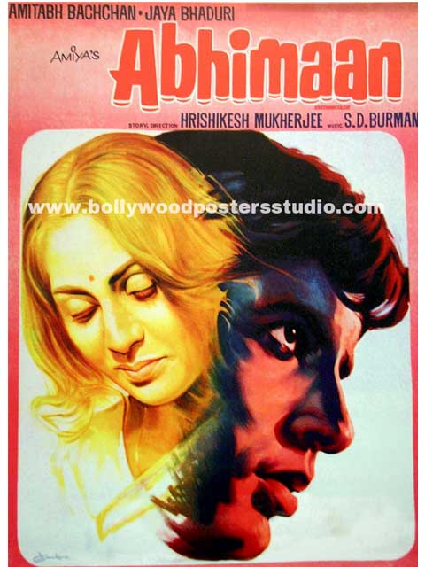 Hand painted bollywood movie posters Abhimaan - Amitabh bachchan
