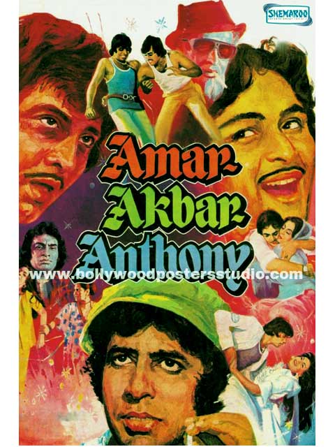 Hand painted bollywood movie posters Amar akbar anthony - Amitabh bachchan