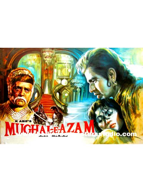 Hand painted bollywood movie posters Mughal-e - azam