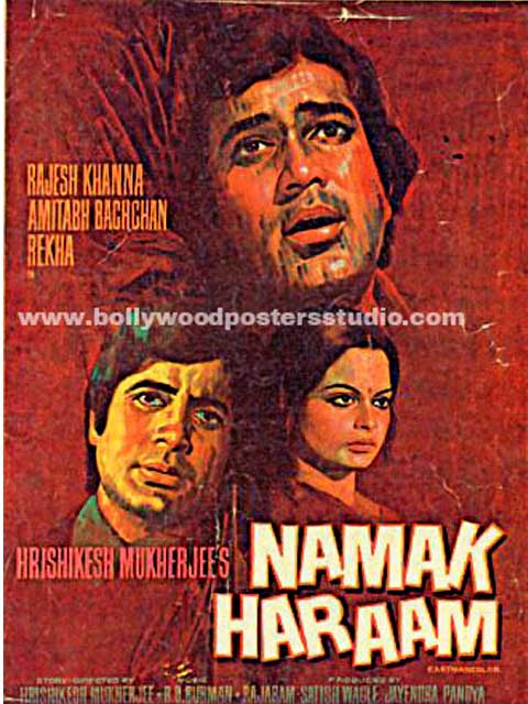 Hand painted bollywood movie posters Namak haraam - Amitabh bachchan