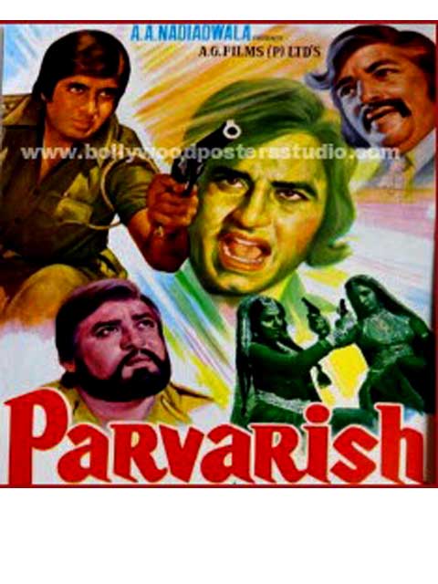 Hand painted bollywood movie posters Parvarish - Amitabh bachchan