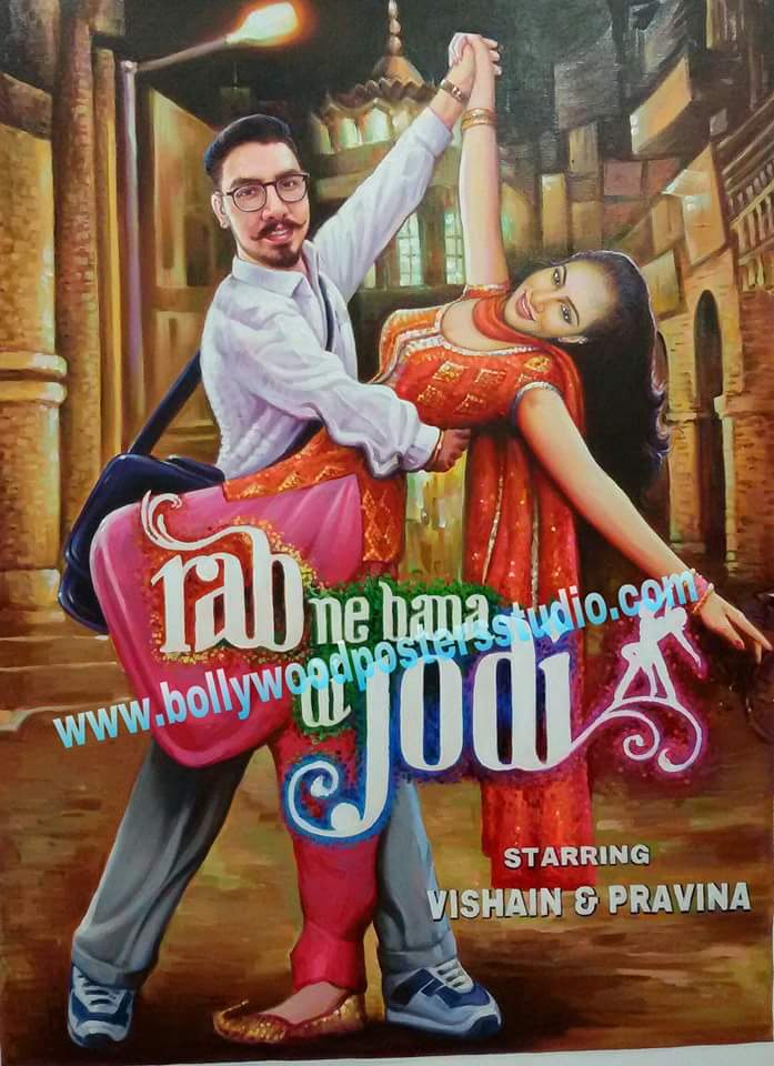 Custom Bollywood poster for wedding cards