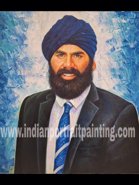 Hand painted custom oil canvas portrait