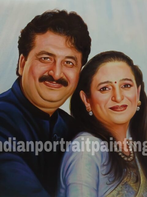 Hand painted portrait on canvas - a perfect gift for parents