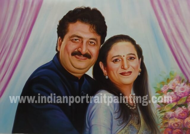 Hand painted portrait on canvas - a perfect gift for parents