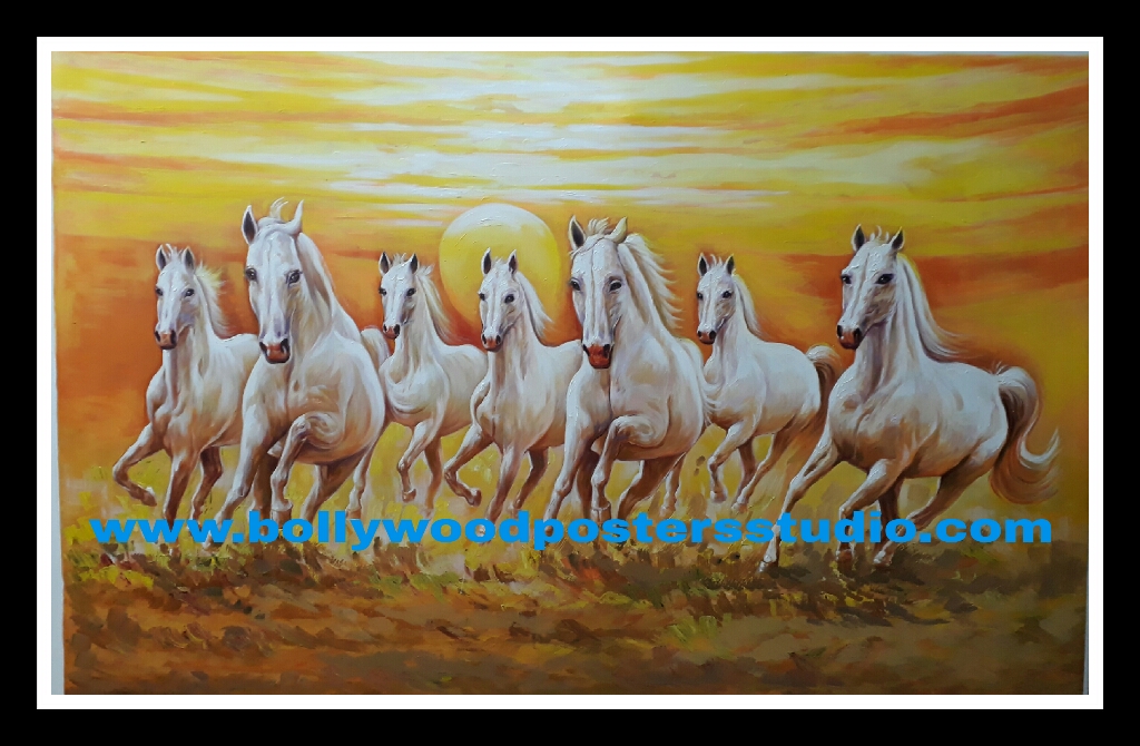 7 horse painting on oil canvas - reproduction