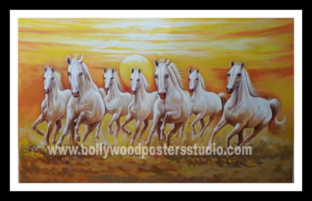 7 horse painting on oil canvas - reproduction