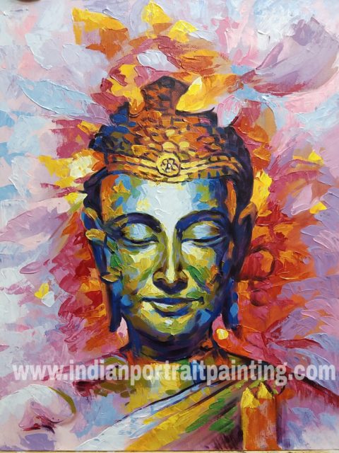 Buddha oil painting for sale - knife art
