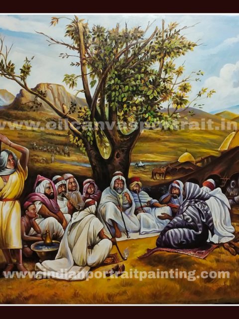 Canvas original old arabian oil painting
