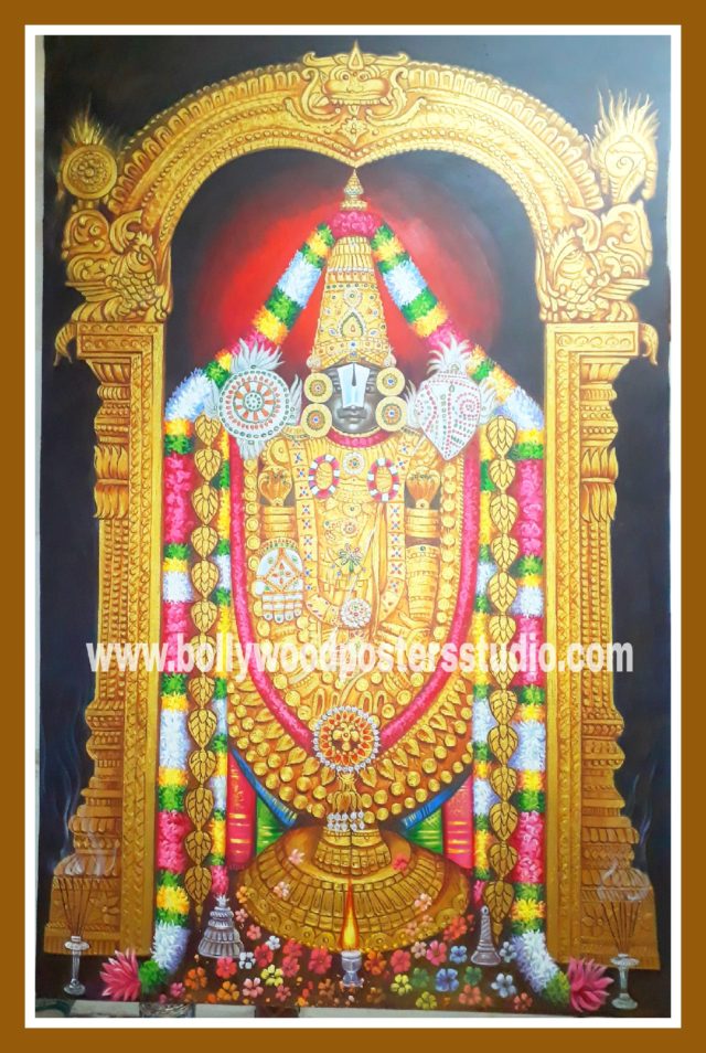 Hindu gods oil paintings - Tirupati balaji