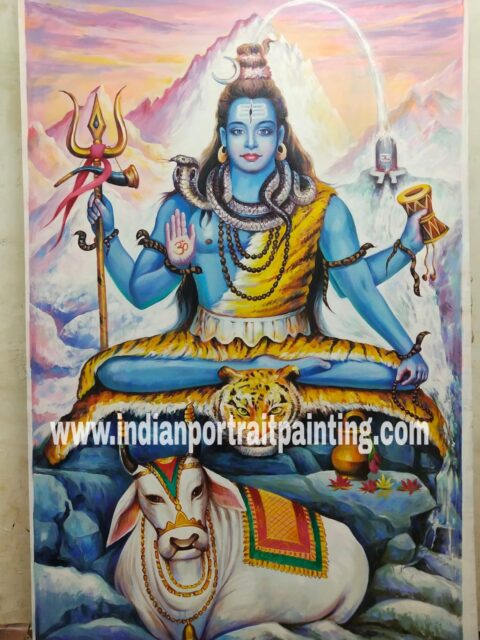 Lord Shiva oil painting on canvas artist