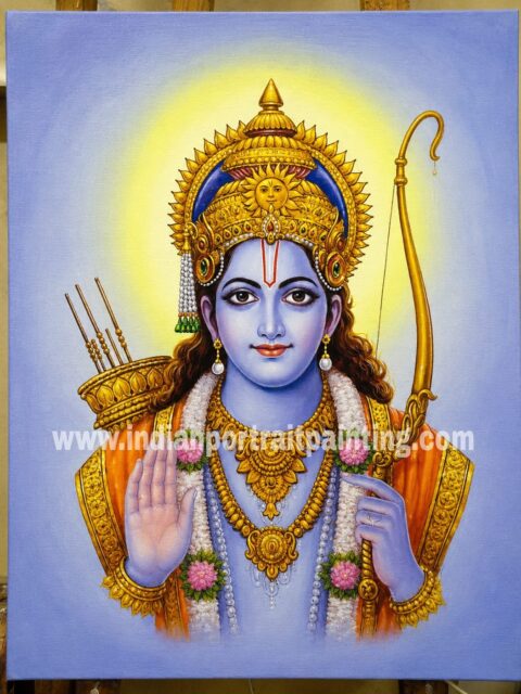Oil painting of lord krishna on canvas