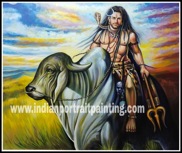 Lord Shiva oil painting on canvas artist