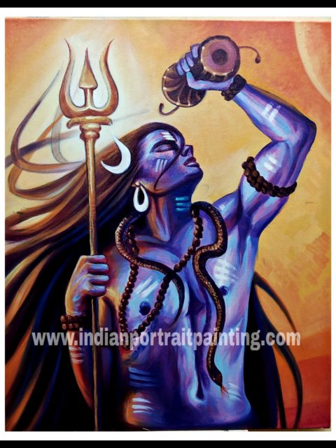 Oil on canvas art gallery Shiva painting